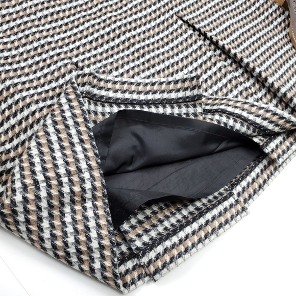 Talbots Grey Cream Black Pleated Wool Blend Skirt Sz 10p - Picture 9 of 12